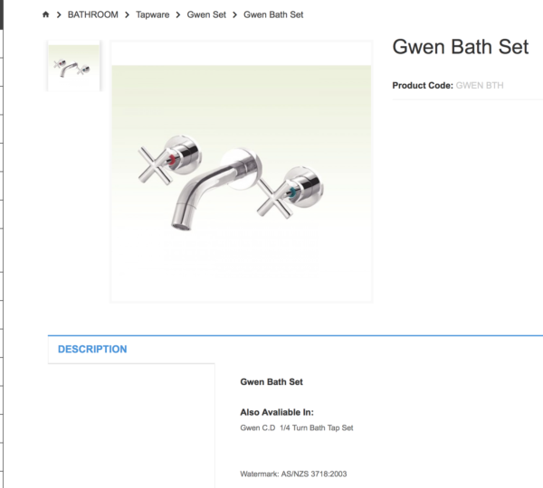 sydney BATHROOM Tapware Gwen Set Gwen Bath Set australia
