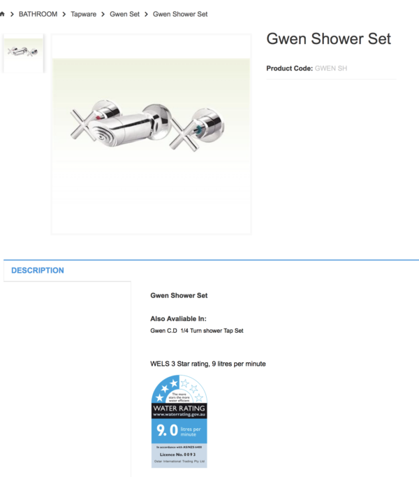 sydney BATHROOM Tapware Gwen Set Gwen Shower Set australia