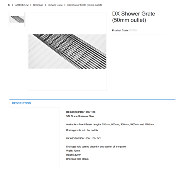 sydney Drainage Shower Grate DX Shower Grate (50mm outlet) australia