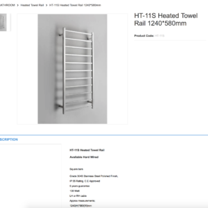 sydney BATHROOM Heated Towel Rail HT-11S Heated Towel Rail 1240*580mm australia