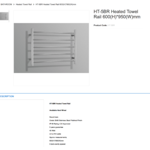 sydney BATHROOM Heated Towel Rail HT-5BR Heated Towel Rail 600(H)*950(W)mm australia