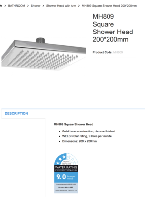 sydney BATHROOM   Shower   Shower Head with Arm   MH809 Square Shower Head 200*200mm australia