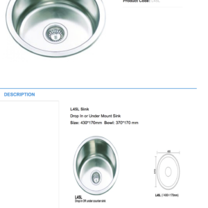 sydney KITCHEN Drop In Sink (24 Items） L45L Kitchen Sink 430*430mm australia