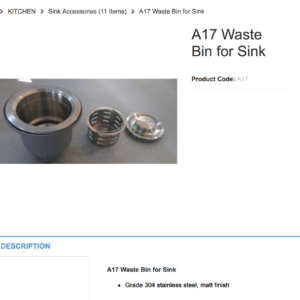 sydney KITCHEN Sink Accessories (11 Items) A17 Waste Bin for Sink australia