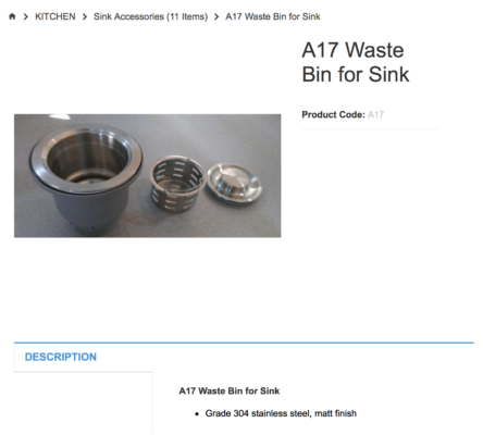 sydney KITCHEN Sink Accessories (11 Items) A17 Waste Bin for Sink australia