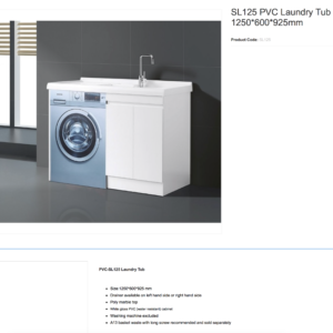 SydneySL125 PVC Laundry Tub 1250*600*925mm Australia