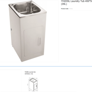 SydneyYH235L Laundry Tub 450*550mm (35L) Australia