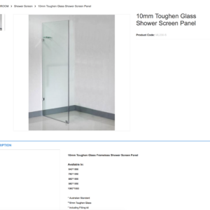 Sydney10mm Toughen Glass Shower Screen Panel Australia
