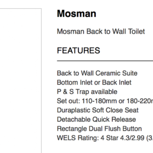 SydneyMosman Back to Wall Toilet Australia
